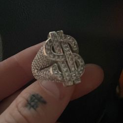 Sterling Silver $ Sign Ring 