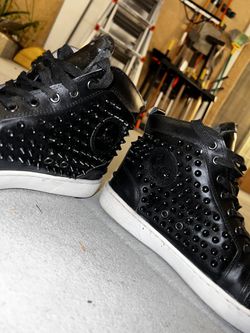 CHRISTIAN LOUBOUTIN Louis Allover Spikes High Top Sneaker - Black/black