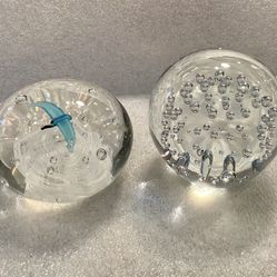 Vintage Art Glass Ball Paperweights Controlled Bubbles $20 Each