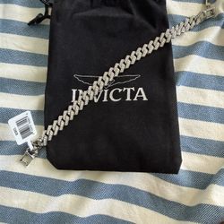 Invicta Elements Men's Iced out Cuban Chain Bracelet, Silver