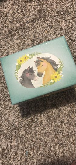 Teal Horse Keepsake or Jewelry Box