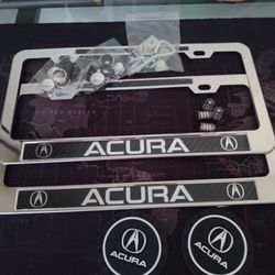 Acura 2 Pc Chrome License Plate Frame ,2 Cup Mats, Valve Cover $25.