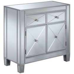 Convenience Concepts Gold Coast Vineyard - Pasillo Table with Mirror and 2 Cajones, Plated Color