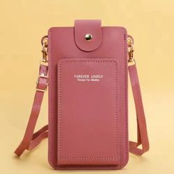 Forever Lovely Cross Body Touch Screen Mobile Phone Bag Removable Strap in Rose