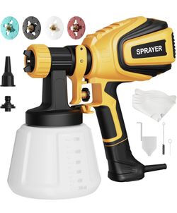 Paint Sprayer, 700W HVLP Spray Gun with Cleaning & Blowing Joints, 4 Nozzles and 3 Patterns, Easy to Clean, for Furniture, Cabinets, Fence, Walls, Doo