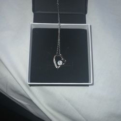 Forever Love Necklace, White Gold Finish, 6.5mm CZ crystal