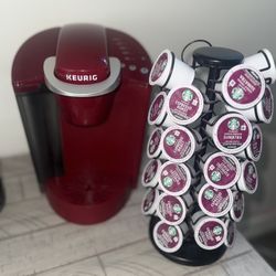 Keurig K-Classic Coffee Maker (Red) – K-Cup Pod Single Serve With K- Pod Stand 