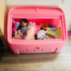 Step two toy box with some toys