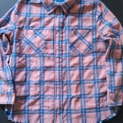 Paper Crane Metal Zipper Button Plaid Shirt Shacket Unisex 