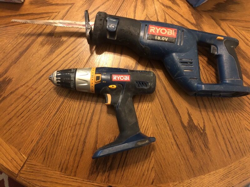 RYOBI sawzal and drill.