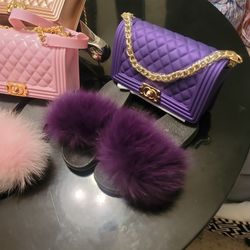 Furry Sandals & Matching Purses 