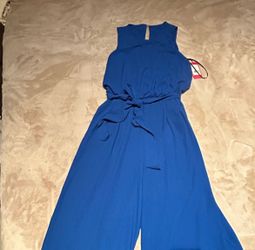 Woman’s navy blue cocktail jumpsuit