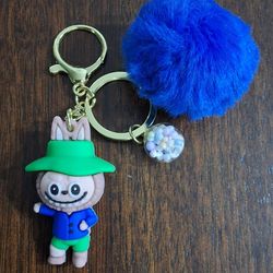 NEW LABUBU KEYCHAIN WITH BLUE POM POM