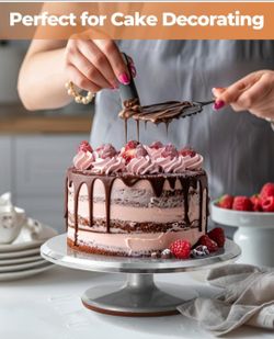 Aluminium Cake Turntable Set, Baking Tools with Revolving 12" Cake Stand for Decorating, 12.7" Offset Spatula, 3 Stainless Steel Frosting Icing Smooth