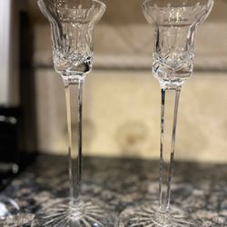 2 Waterford Crystal Candleholders..8 Inches Each