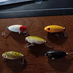 5 Antique Small Lipless Arbogast Jitterbugs