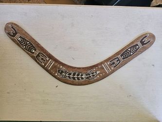 Australian Wooden Boomerang with Aboriginal Art