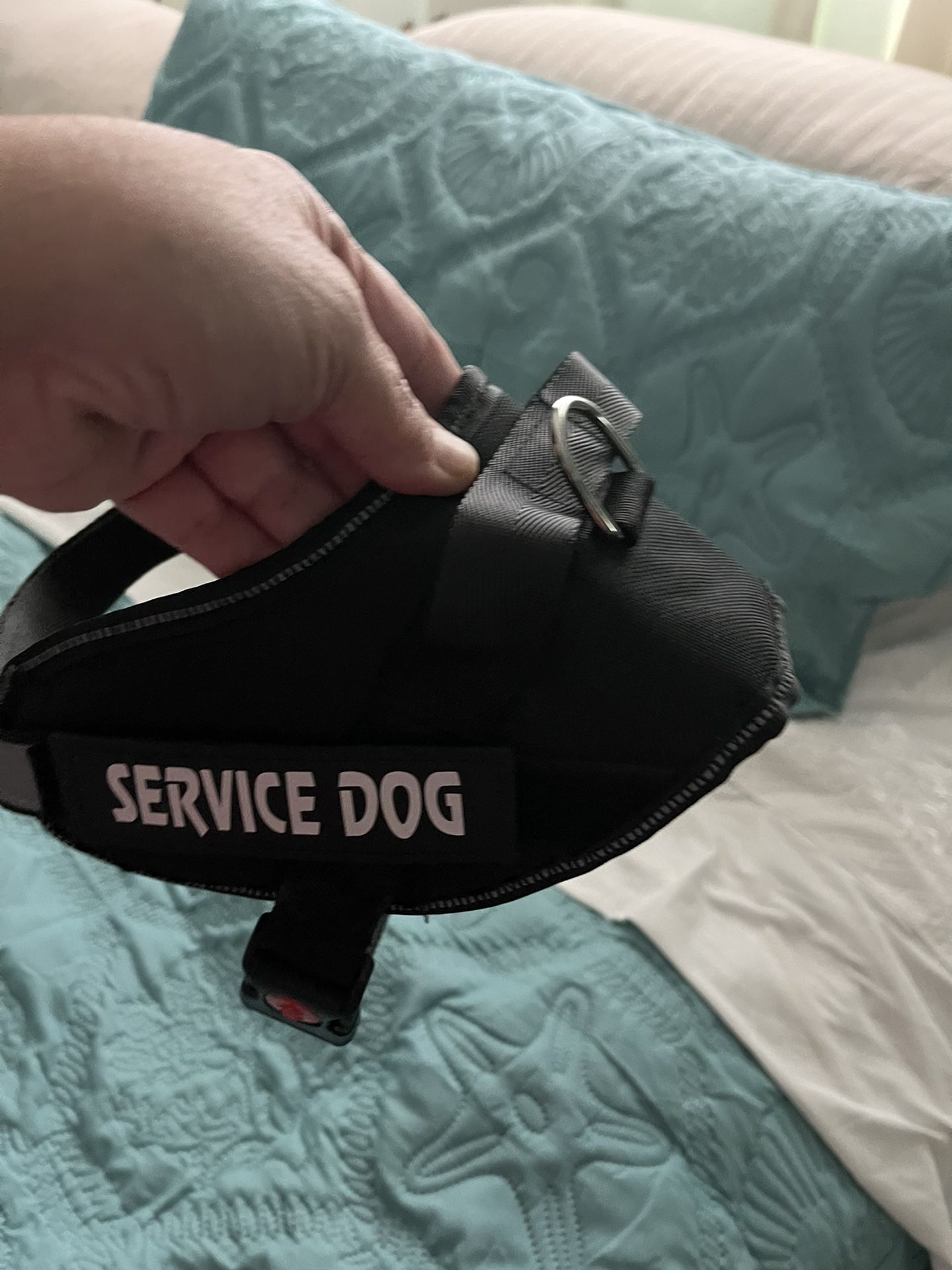 It’s a service dog harness size small weight for dog is up to 18 pounds