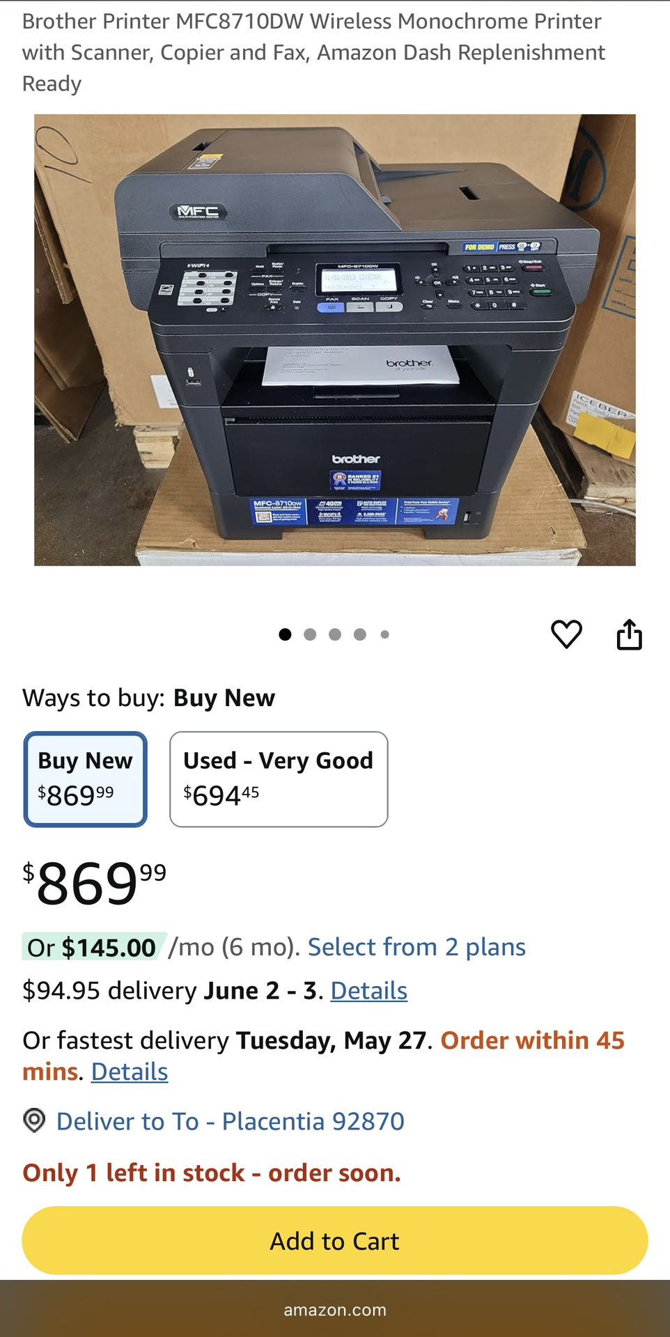 Brother mfc-8710dw Printer Fax