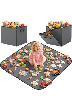 2 In 1 Toy Storage Play Mat, Storage Box for Kids Children Space Adventures 