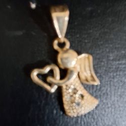 Gold Plated, Angle With Heart Pendant