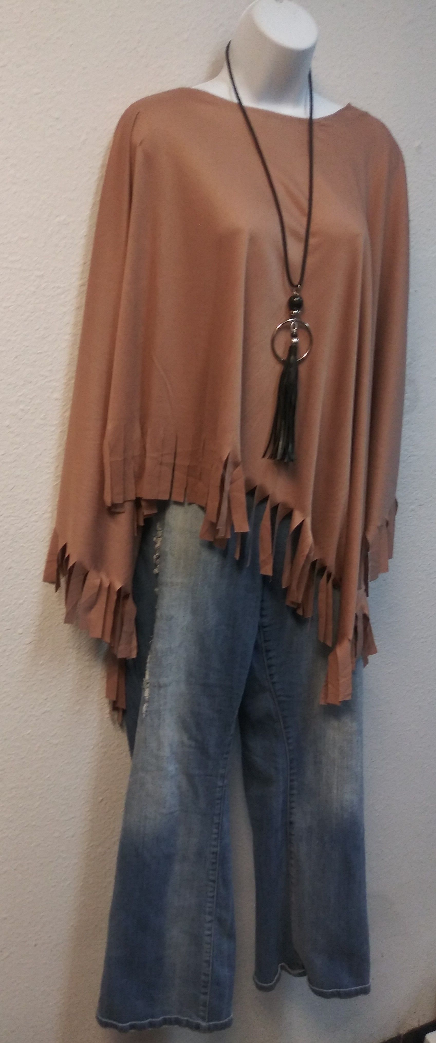 New Plus size fringe poncho