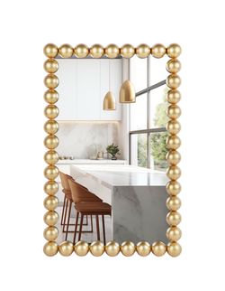 Decorative Beaded Wall Mirror – Modern Rectangular Accent Mirror, 20″x30″, Price is firm reduced from retail