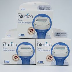 (3) Schick Intuition Pure Nourishment Razor Refills - 4 Blades, Women, 3 Pack