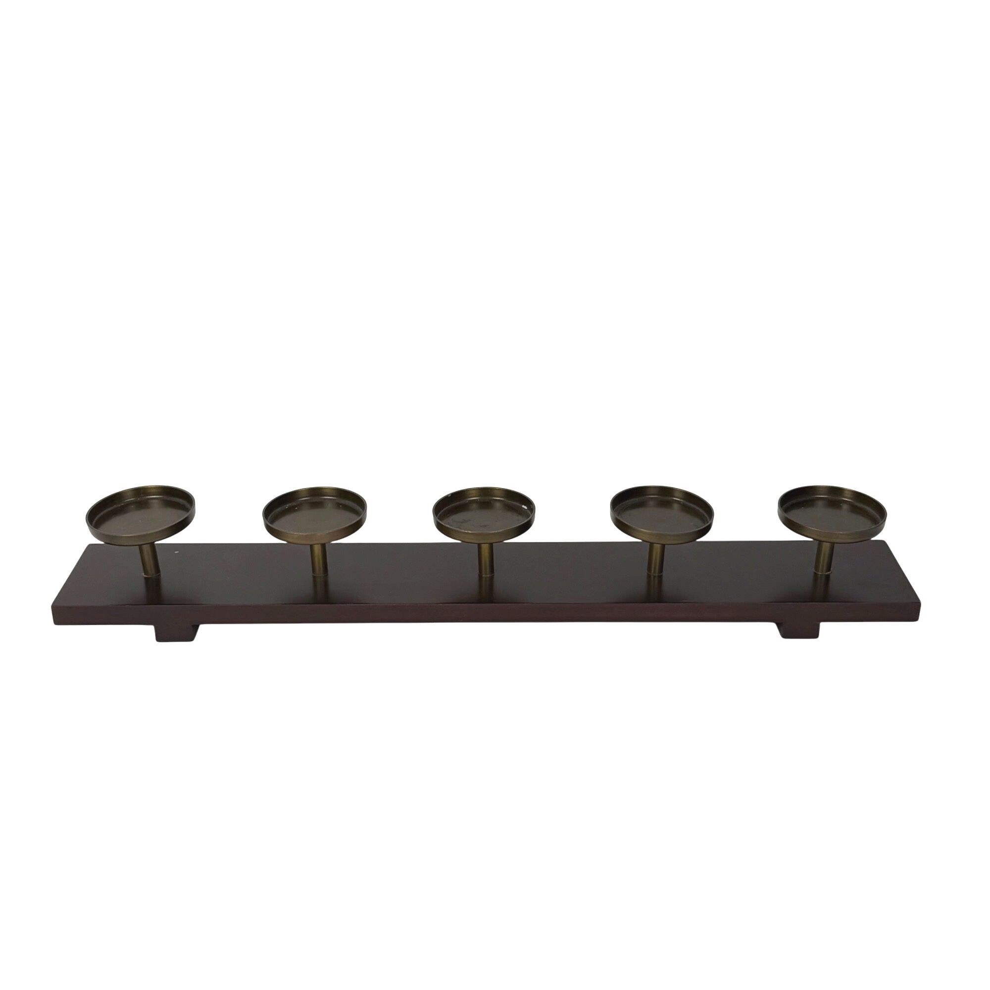 Iron & Wood 5-Candle Pillar Holder Candelabra Fireplace Table Decor
