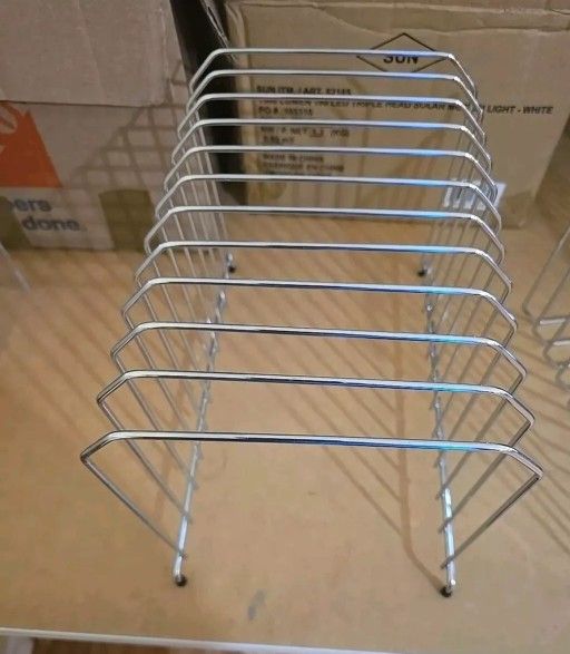 Vintage Large Record Rack / Mid Century Modern Chrome Record Holder / Retro...