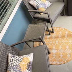 3-Piece Grey Wicker Outdoor Bistro Set