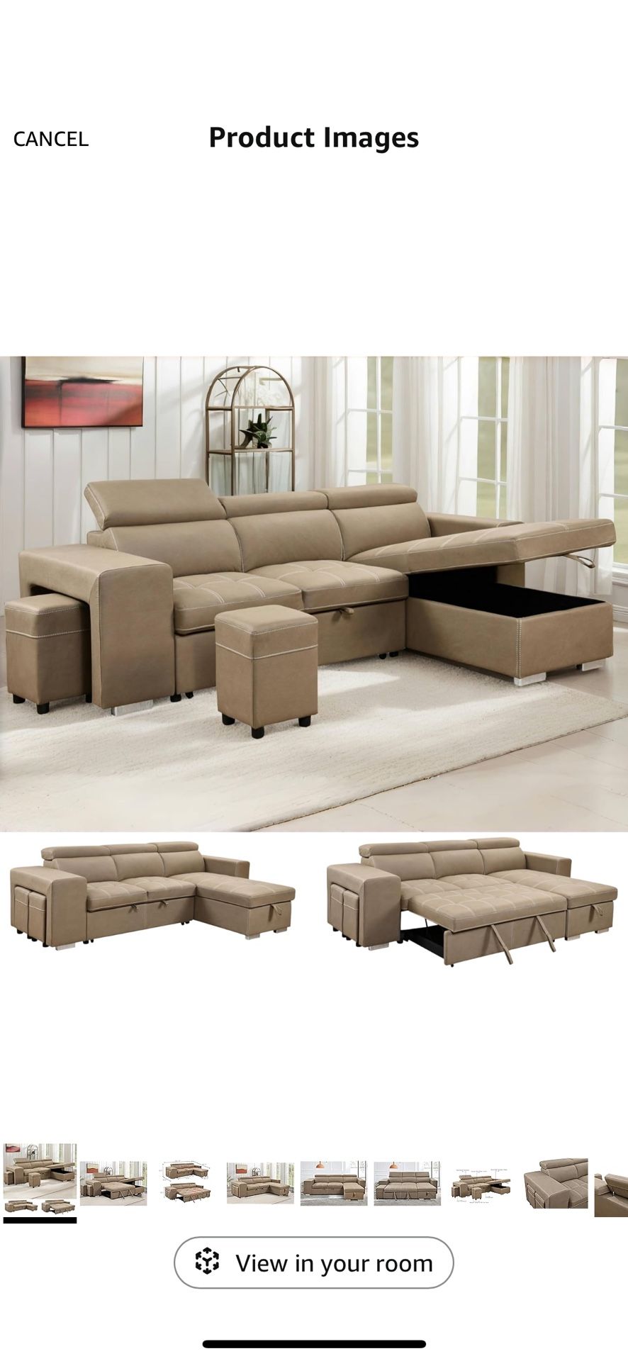 102“ L-Shaped Sectional Sleeper Sofa