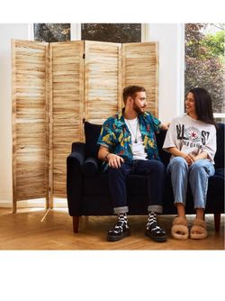 4-Panel Wooden Folding Room Divider