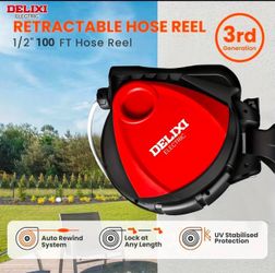 New-Retractable Garden Hose Reel with a 100-Foot Lengt...