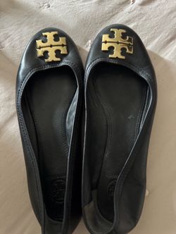 Tory Burch Black Leather Ballet Flats