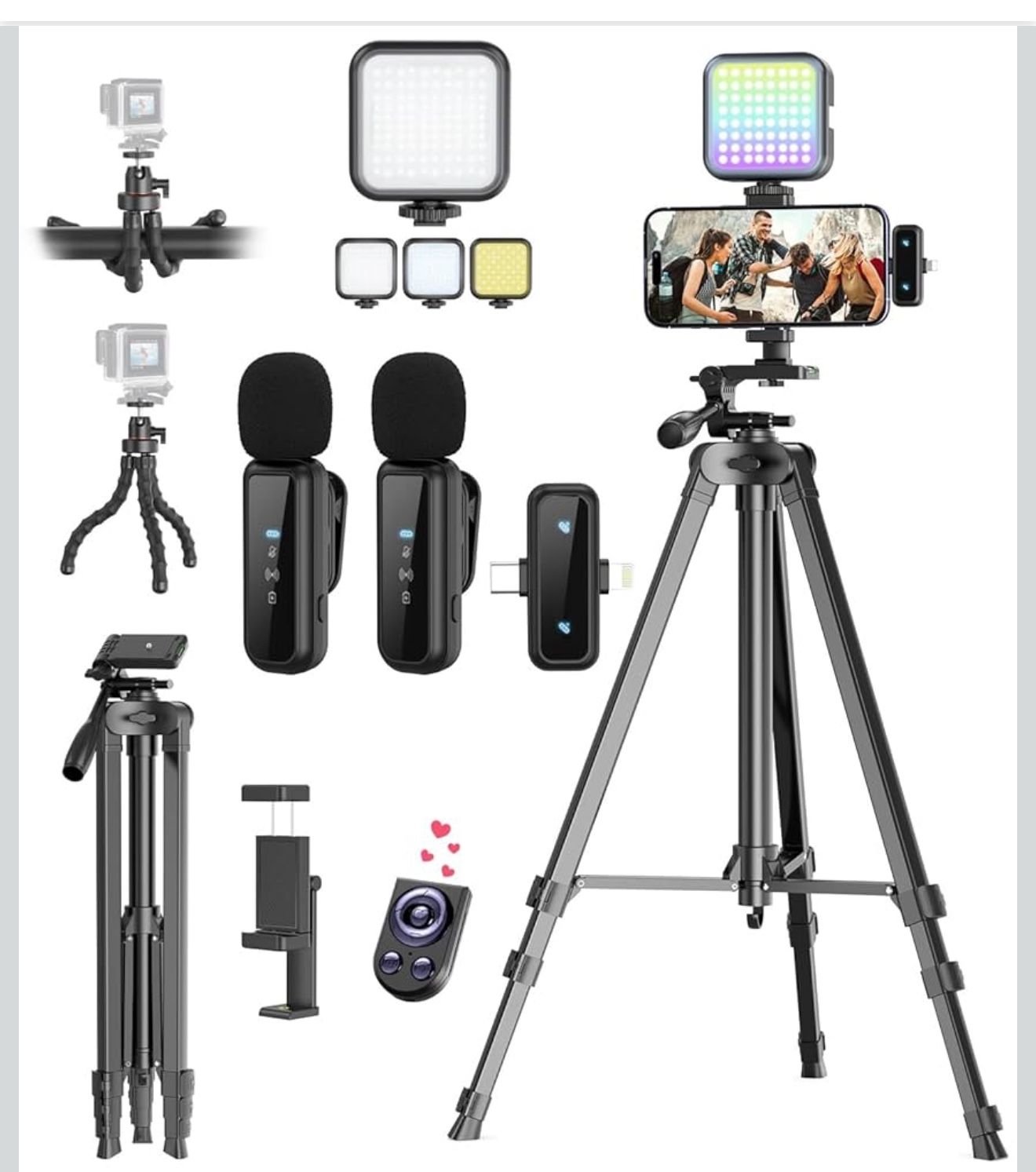 Vlogging Kit for iPhone/Android, Starter Kit with Wireless