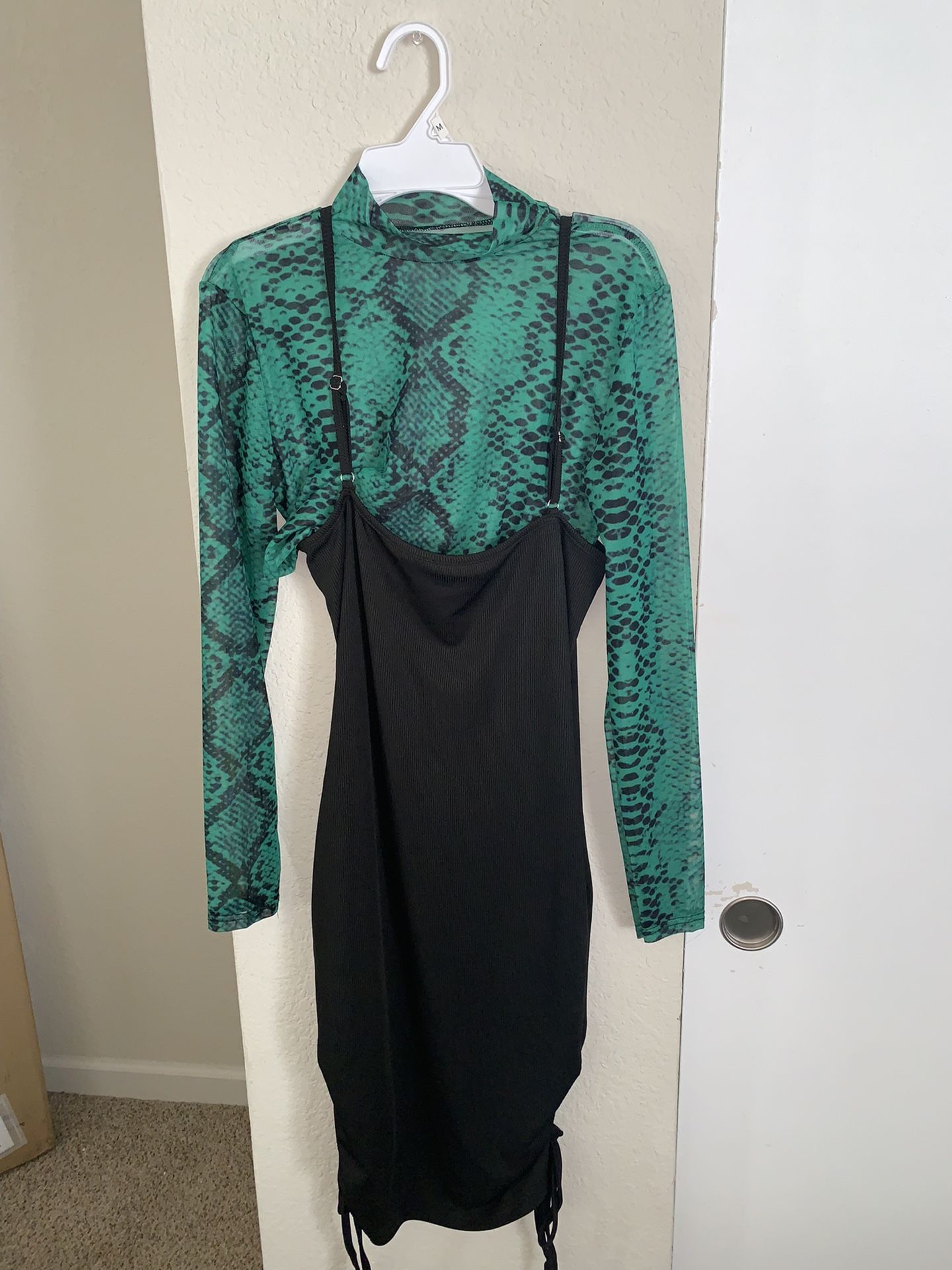 Sheer Green Top With Black Dress