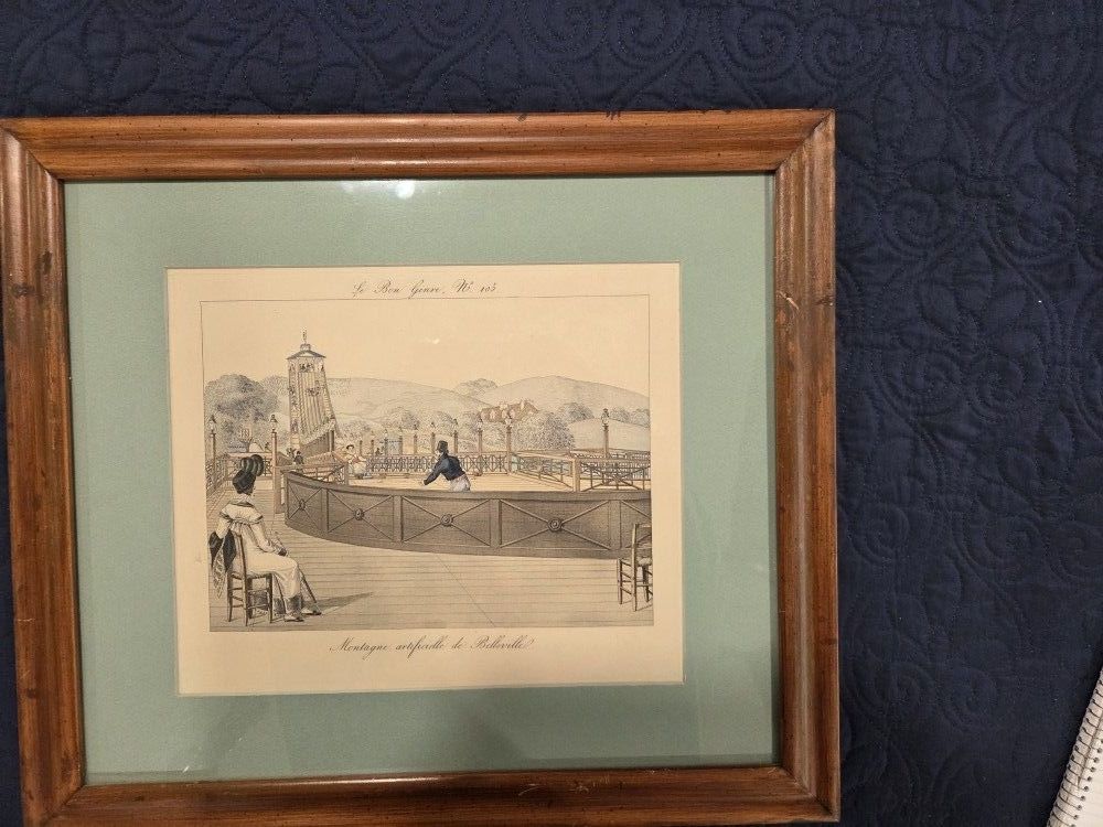 Antique Frame  On French Etching Print Le Bon Genre