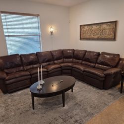 Real Leather Sectional  Recliner Sofa 