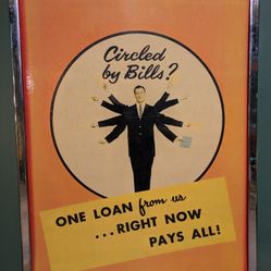 Vintage 1950s  MCM Store Sign With Original Chrome Sign Holder 