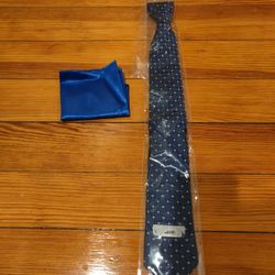 Bespoke Blue Tie And Pocket Square