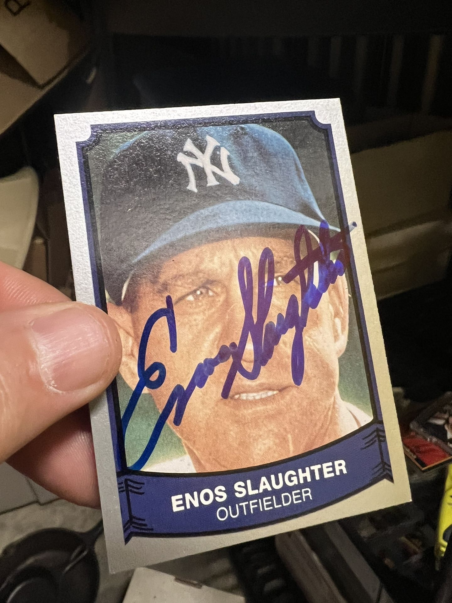 Personally Autographed Enos Slaughter Baseball Card