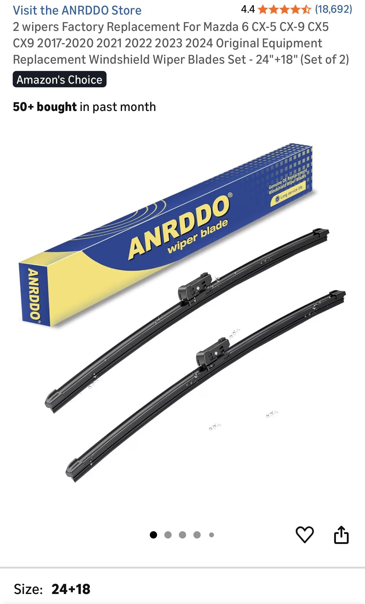 Windshield Wiper Blades, Replacement For Mazda