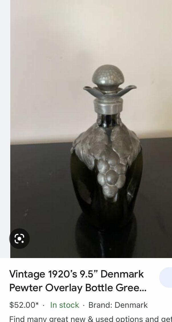 vintage pewter decanter from Denmark 1920s