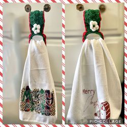 Crochet Christmas Hot Pot Holder & Hand Towel Hanger Each Set Of 2 $10