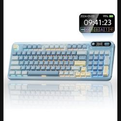 Z98 Creamy Keyboard, 94 Keys Wireless Mechanical Keyboard with Smart Display & Knob, Bluetooth 5.0/2.4GHz/USB-C Wireless Keyboard with Hot-Swappable C