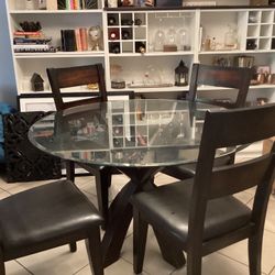 Round Glass Dining Table Set With Chairs