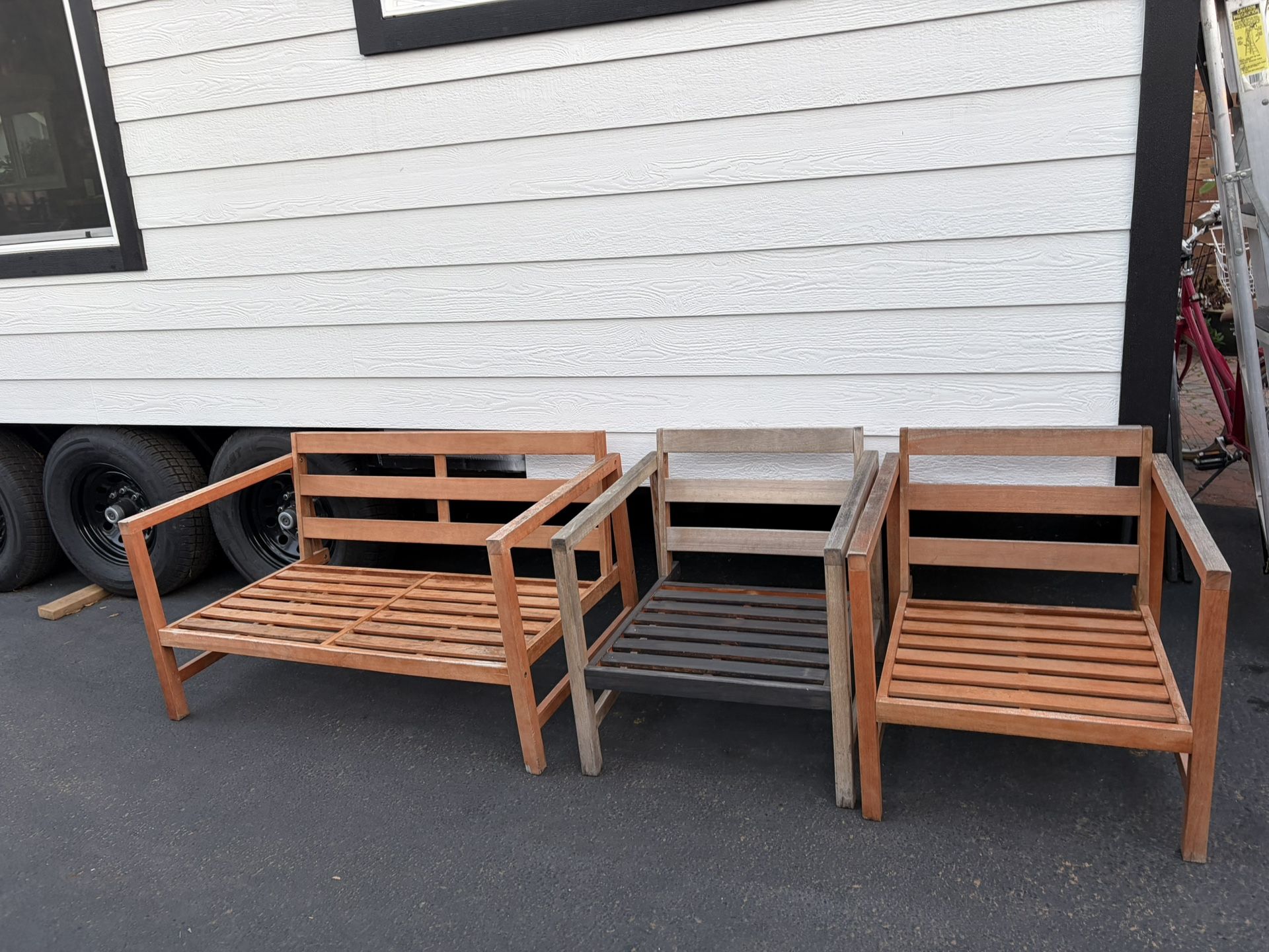 3 Piece Outdoor Patio Safavieh Acacia Wood Chairs And Bench