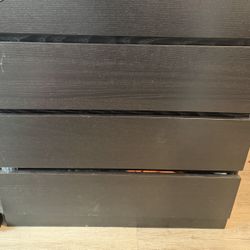 4-Drawer Black Wood Dresser for Bedroom