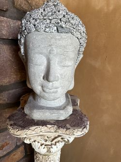 Carved Head Statue With Stand